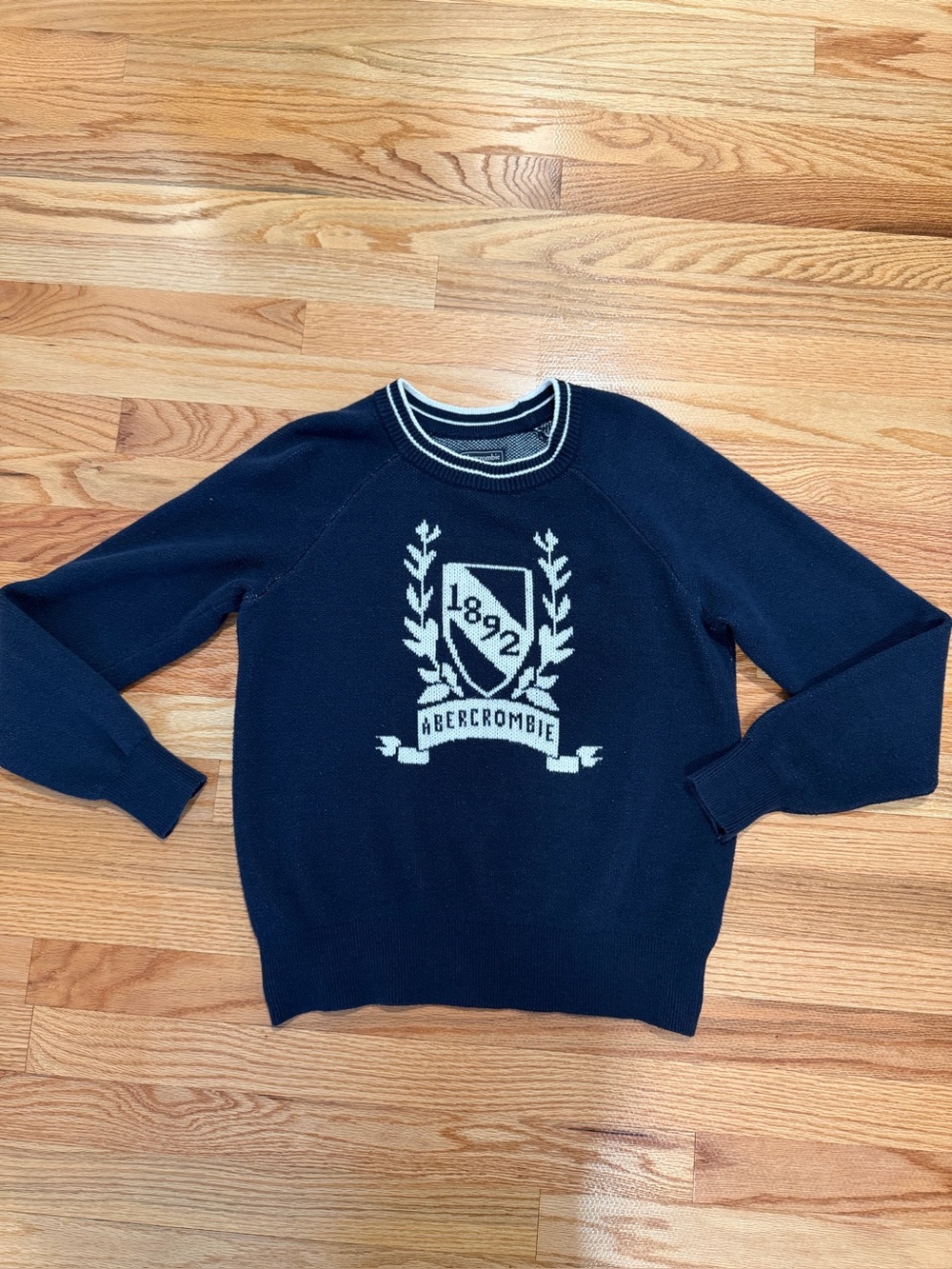 Abercrombie & Fitch 1892 Crest Raglan Sweater Men’s Medium Navy